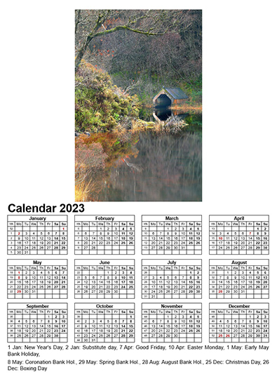 Year Calendar 2023 - Boathouse, Loch Chon Calendar
